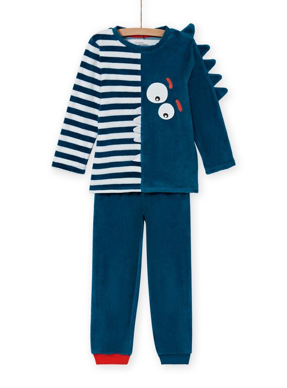 Conjunto pijama fosforescente azul padrão crocodilo menino MEGOPYJVER / 21WH1231PYJC225