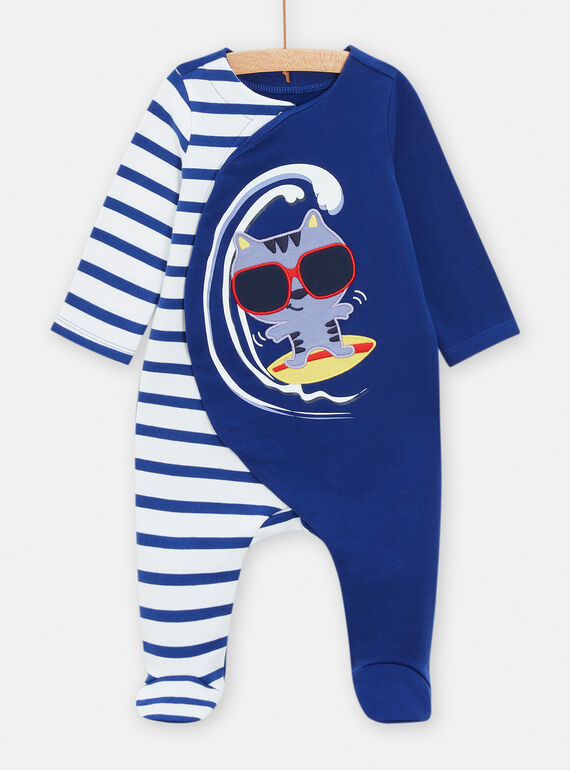 Babygro azul com animação de gato bebé menino TEGAGRESURF / 24SH1442GRE702