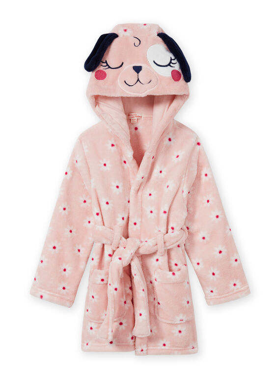 Roupão rosa estampado florido e padrão cão menina MEFAROBDOG / 21WH1181RDC307