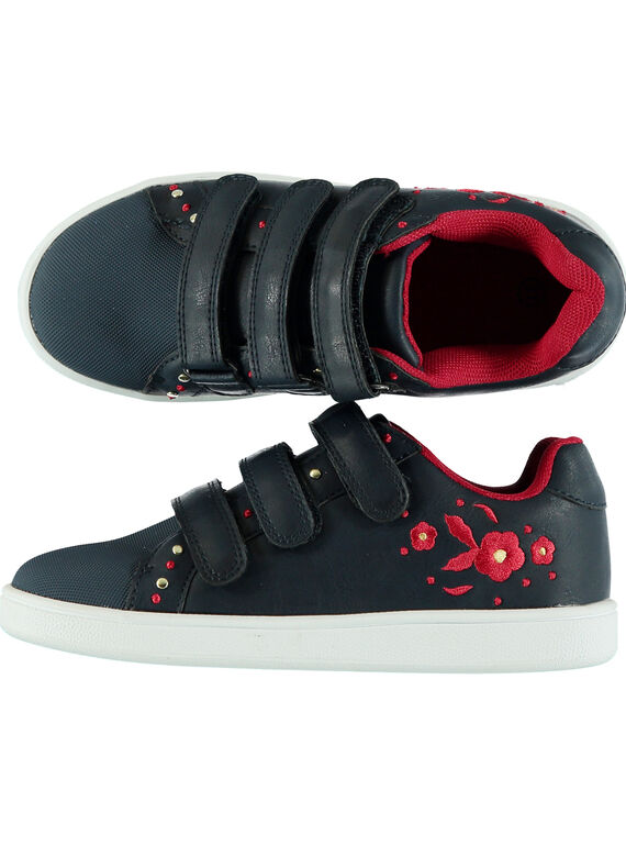 Sapatilhas azul-marinho com bordado criança menina GFBASBRODE / 19WK35I3D3F070