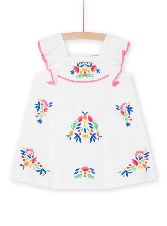 Vestido branco com bordados floridos RIPOPROB2 / 23SG09X2ROB000