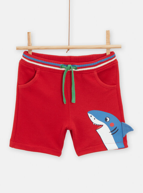 Calções vermelho com animação de tubarão bebé menino TUCLUBER1 / 24SG10O1BER505