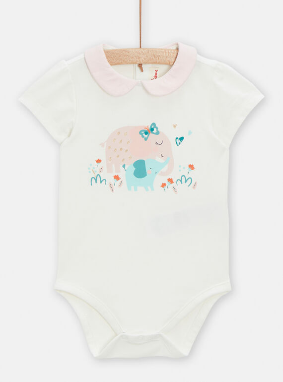 Body branco com animação de elefante bebé menina TICOBOD / 24SG09N1BOD001