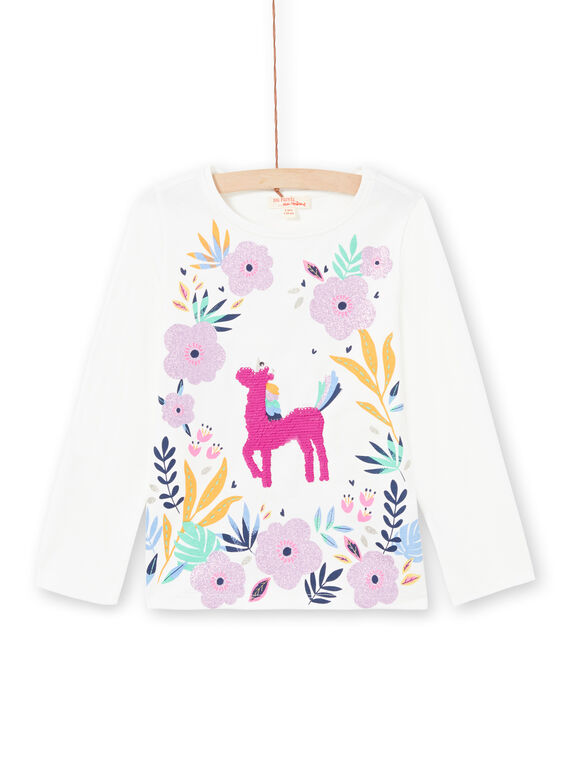 T-shirt branca e rosa menina MAPLATEE2 / 21W901O1TML001