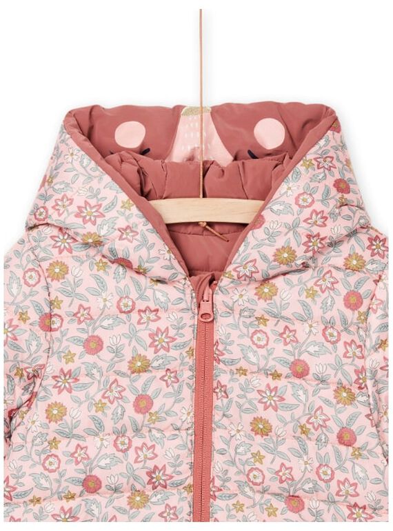 Blusão com capuz reversível lado liso e lado estampado florido PAFOXDOUNE / 22W901F3D3ED321