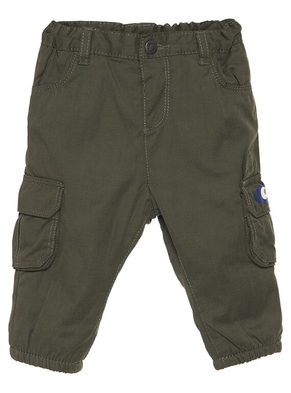 Calças poli-algodão verde militar bebé menino GUBRUPAN1 / 19WG10K1PANG631