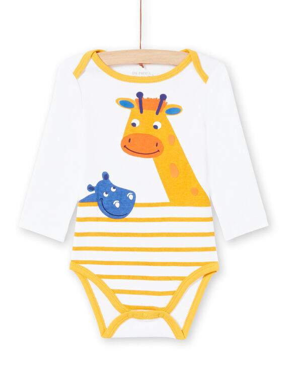 Body branco e amarelo às riscas bebé menino MEGABODHIP / 21WH14B6BDL000
