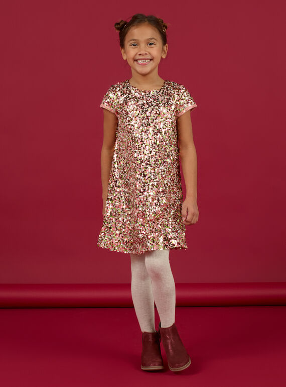 Vestido rosa com lantejoulas menina MANOROB2 / 21W901Q2ROB303