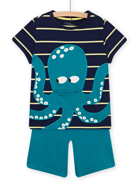 Conjunto de pijama T-shirt e calções azul-noite menino NEGOPYCPIEU / 22SH12HCPYJ705