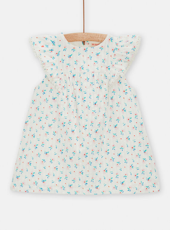 Vestido cru com estampado florido bebé menina TICLUROB3 / 24SG09O3ROB001
