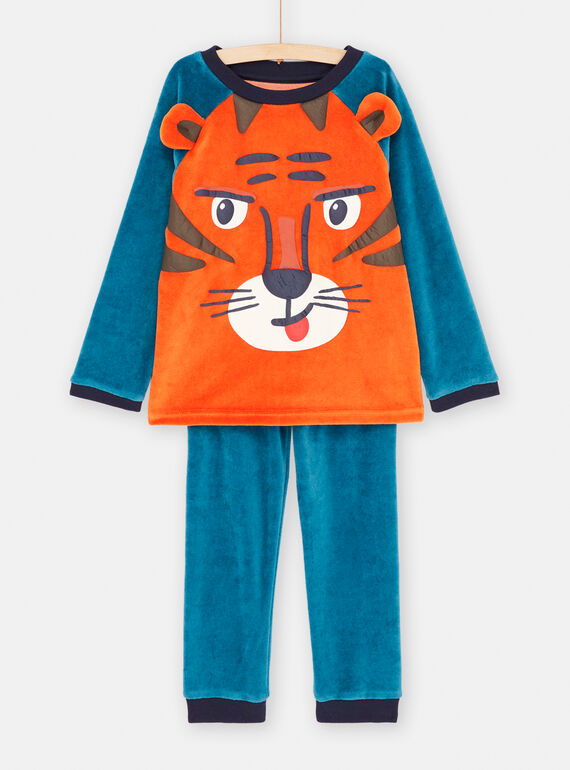 Pijama laranja-abóbora e azul-petróleo para menino SEGOPYJTIG / 23WH1254PYJE410