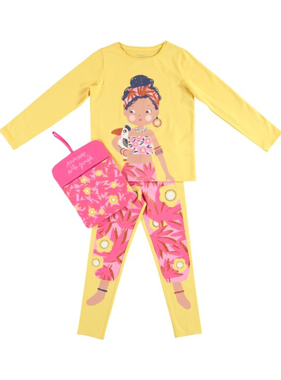 Pijama disfarce amarelo criança menina com arrumação JEFAPYJUN / 20SH11L4PYGB116