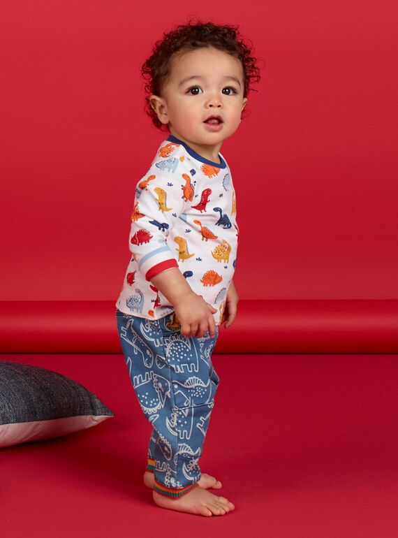 T-shirt reversível branca e vermelha com estampado dinossauros em algodão bebé menino LUCANTEE2 / 21SG10M2TML000