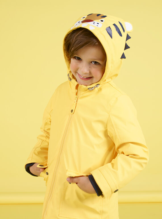 Impermeável amarelo com padrão de tigre menino MOGROIMP1 / 21W90251D59B116