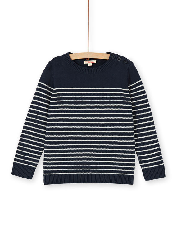 Camisola azul-marinho e cru às riscas criança menino LOJOPUL2 / 21S90232PUL705