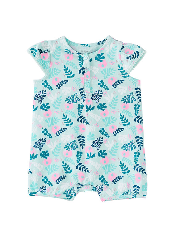 Babygro curto bebé menina turquesa estampado selva JEFIGREPHA / 20SH13U1GRE219