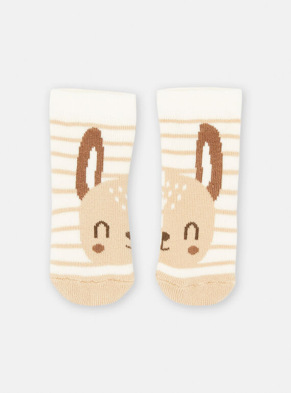 Meias branco e castanho com estampado às riscas SOU2CHO3 / 23WF4221SOQA001