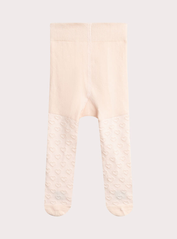 Meia-calça rosa pálido com padrão de coração para menina  VYIJOCOLCO2 / 24WI09H5COL321