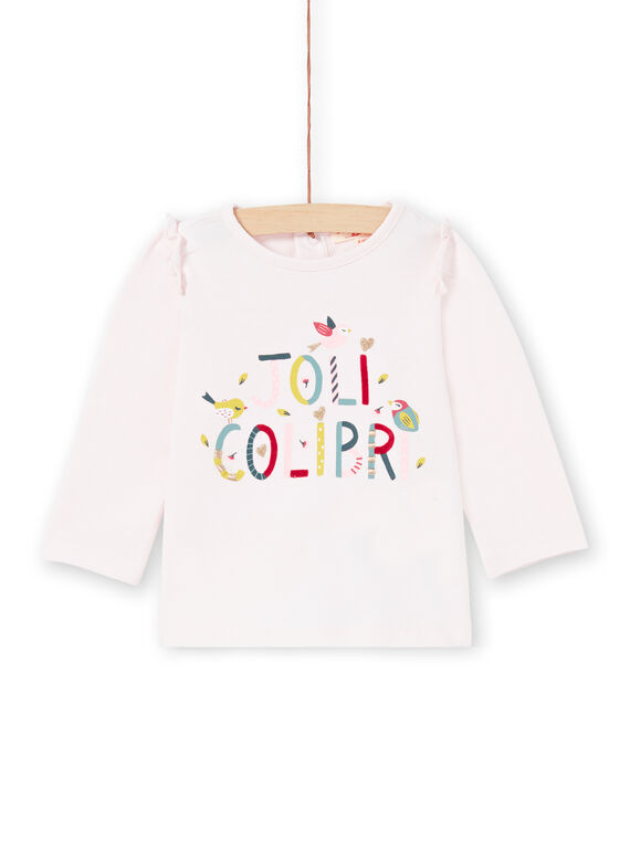 T-shirt mangas compridas rosa com inscrição Joli Colibri bebé menina MIKATEE / 21WG09I1TML632