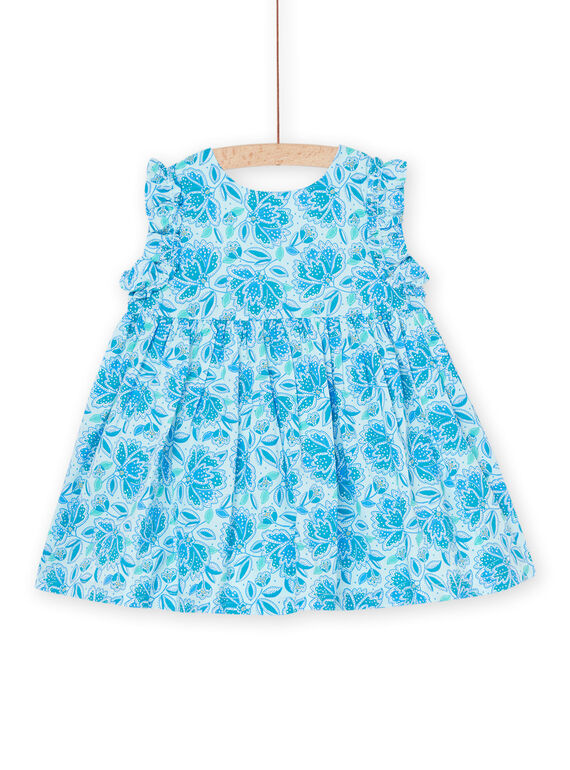 Vestido turquesa com estampado de flores RIBALROB1 / 23SG09W3ROBC215