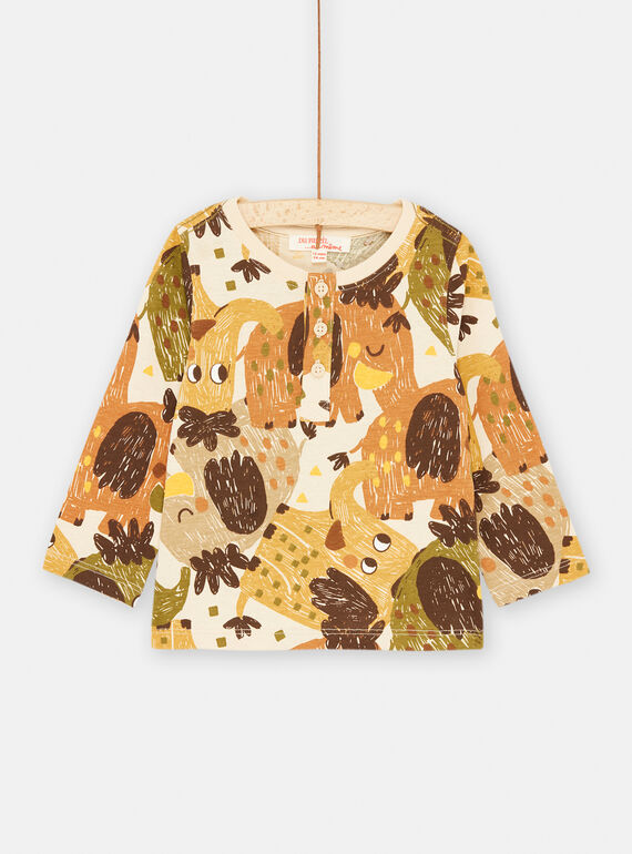 T-shirt bege e castanho com estampado de animal SUCOUTUN / 23WG10L2TML811