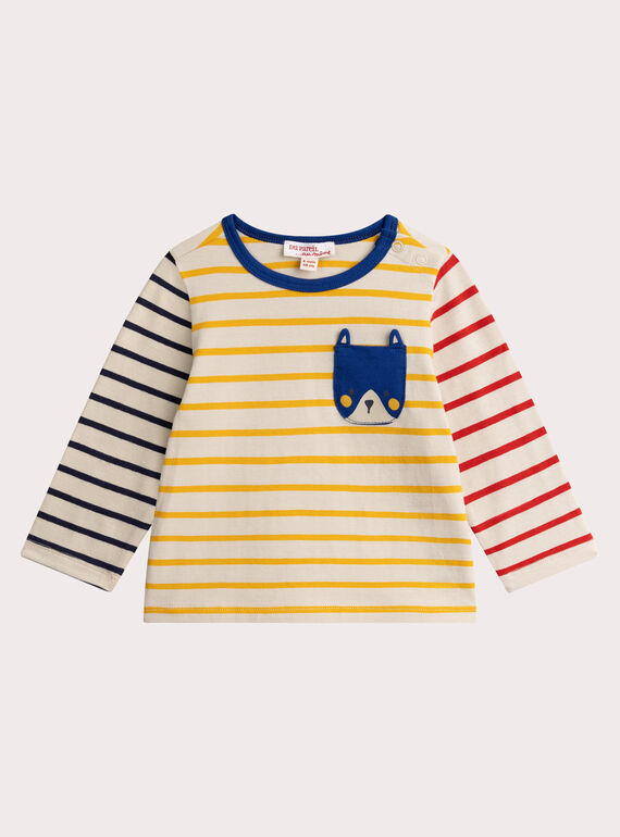 T-shirt listrada de manga comprida para bebê menino  VUROTEE2 / 24WG10P2TMLB107