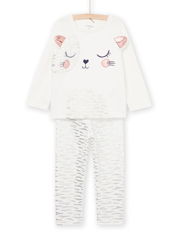 Pijama T-shirt e calças em veludo com estampado de gato PEFAPYJGER / 22WH1139PYJ001