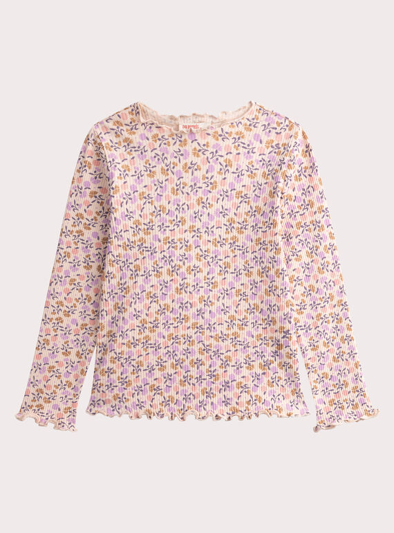 T-shirt branca de manga comprida canelada com estampado de frutas WAJOTEE3 / 25S901K1TMLD319