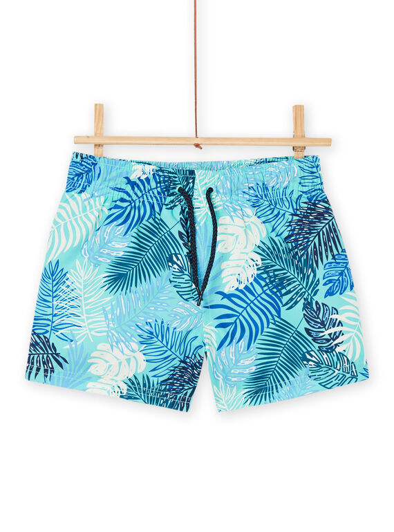 Calções de banho azul com estampado folhas RYOMERBOXTRO / 23SI02R6MAIC200