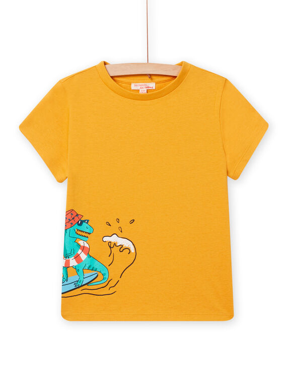 T-shirt amarela com padrão de dinossauro surfista menino NOWATI6 / 22S902V2TMC107