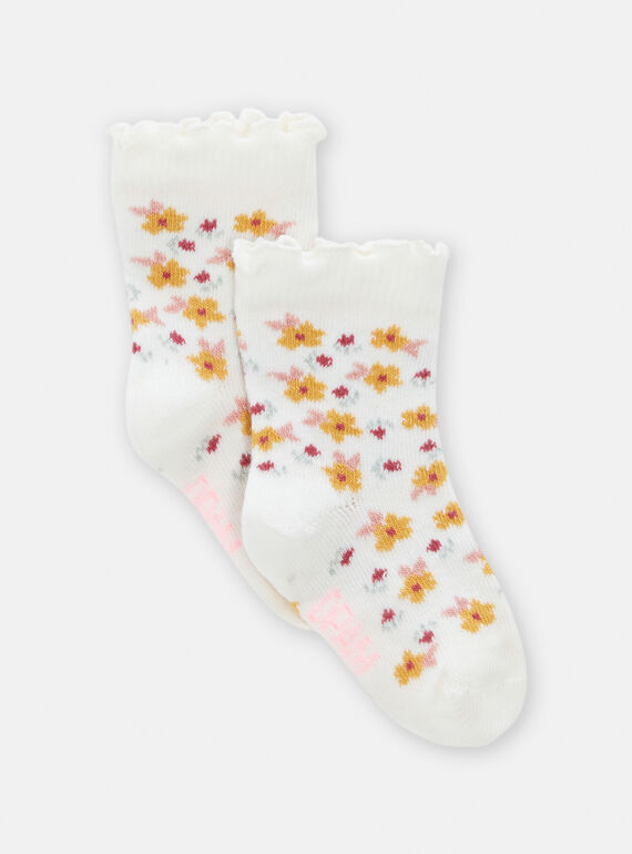Meias cru com estampado florido para bebé menina TYIJOSOQ4 / 24SI0985SOQ001