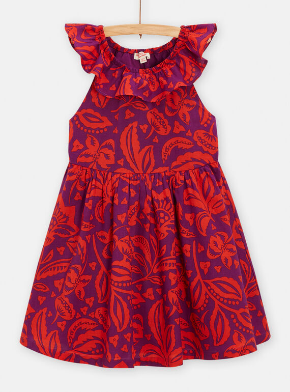 Vestido violino e vermelho com estampado florido para menina TAMUMROB2 / 24S901R2ROB712