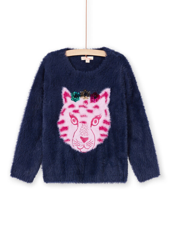 Camisola azul-marinho de pelo sintético menina MATUPULL / 21W901K1PUL070