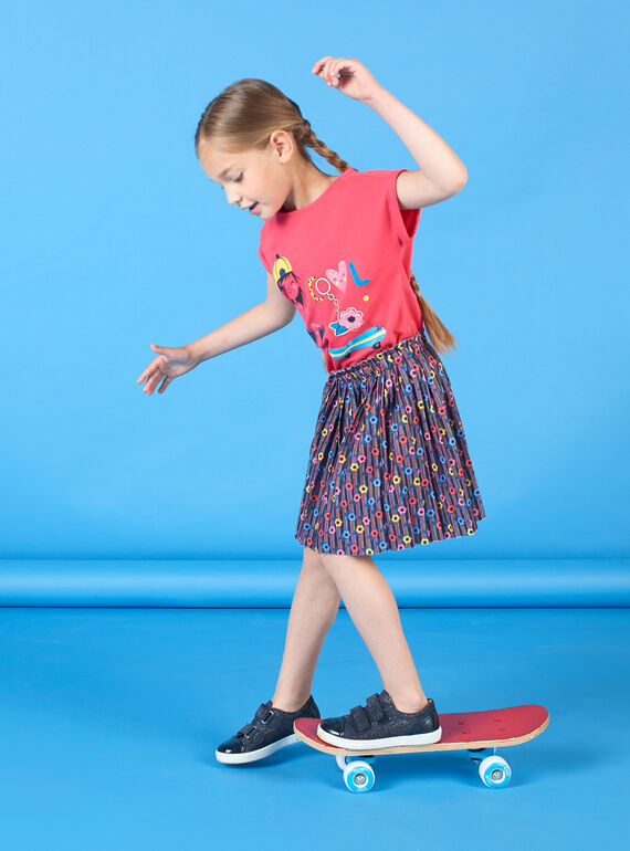 Saia rosa e azul estampado florido criança menina LAHAJUP / 21S901X1JUP070