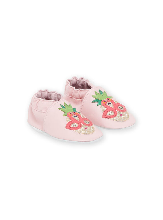 Pantufas em couro rosa com remendo de ananás e purpurinas RICHOSPINEA / 23KK3743D3S030