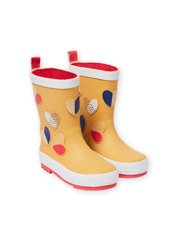 Galochas laranja com padrões aos corações decorativos menina MAPLUICOEUR / 21XK3511D0C400