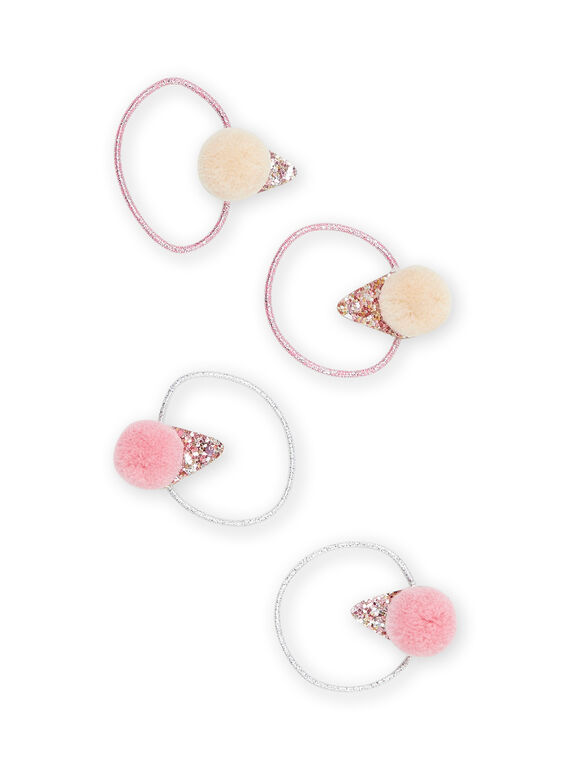 Pack de 4 elásticos rosa e prateado com purpurinas RYAJOELA7 / 23SI01B2ELA307