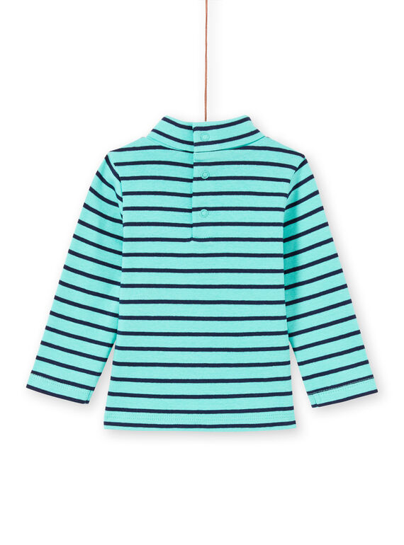 Camisola interior turquesa e azul-marinho às riscas bebé menino MUJOSOUP1 / 21WG10N2SPL209