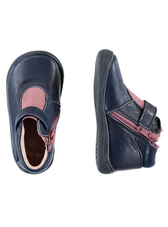 Botas elásticas couro azul-marinho bebé menina GBFBOTIBAB / 19WK37I4D0F070