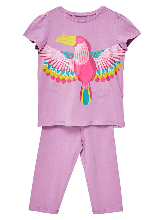Pijama em jersey malva criança menina JEFAPYJTOUC / 20SH1122PYJH700