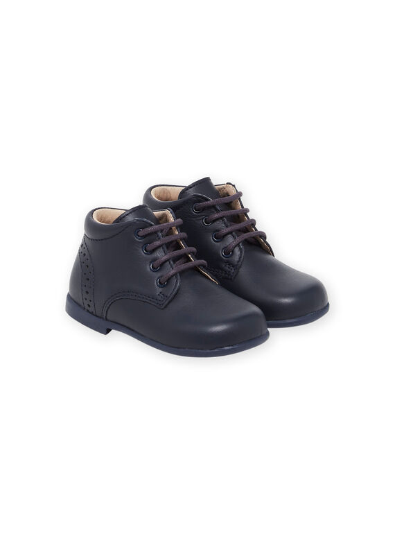 Botinhas perfuradas em couro liso azul-marinho NUBOTIESS / 22KK3851D0F070