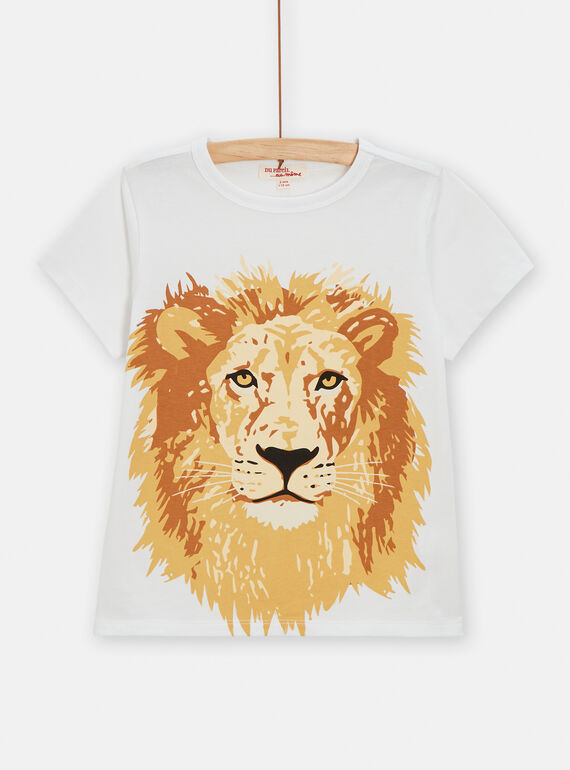 T-shirt branco com padrão de leão para menino TOJOTI4 / 24S902D1TMC000