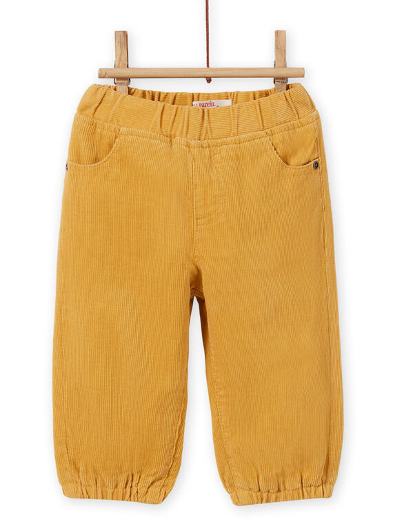 Calças amarelo em veludo canelado bebé menino MUJOPAN2 / 21WG1013PAN117