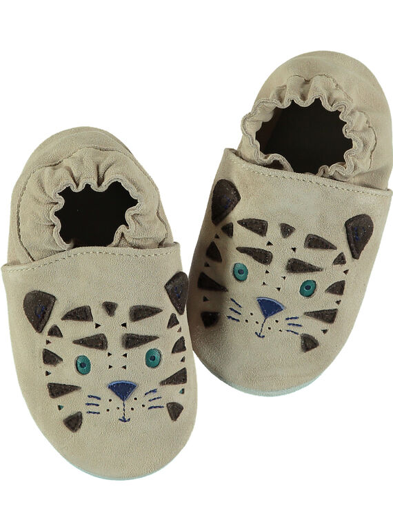 Pantufas crosta de couro flexível bege bebé menino GNGTIGRE / 19WK38Z1D3S080
