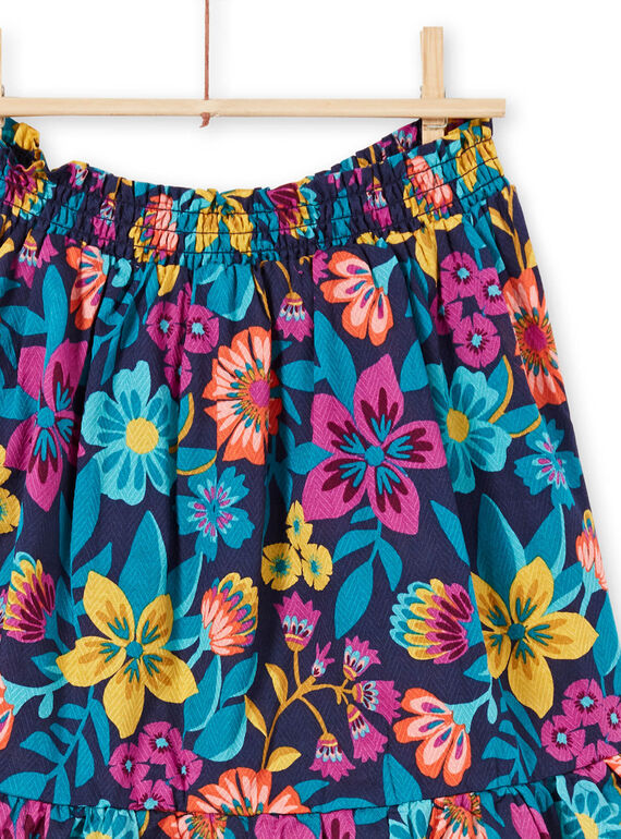 Saia comprida azul estampados flores coloridas criança menina LAMUMJUP2 / 21S901Z1JUPC211