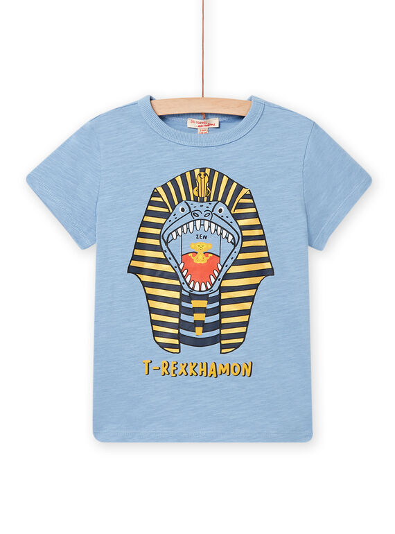 T-shirt azul-horizonte com padrão T-Rex decorativo menino NOSANTI2 / 22S902S4TMC216