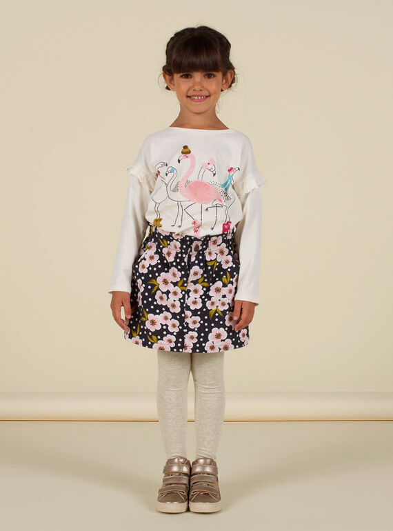 Saia paper bag em veludo canelado com estampado às bolinhas e florido menina MAHIJUP2 / 21W901U1JUPJ905