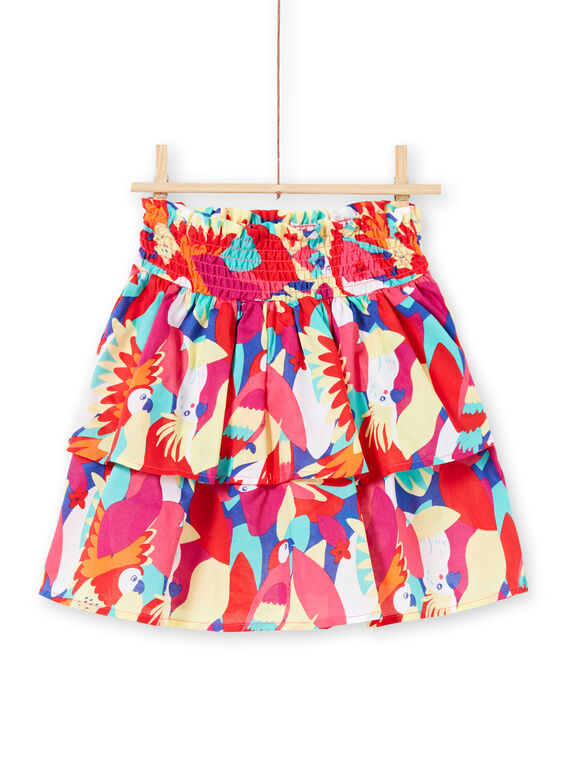 Saia com smocks e folhos e estampado de papagaio menina JAMARJUP2 / 20S901P3JUP000