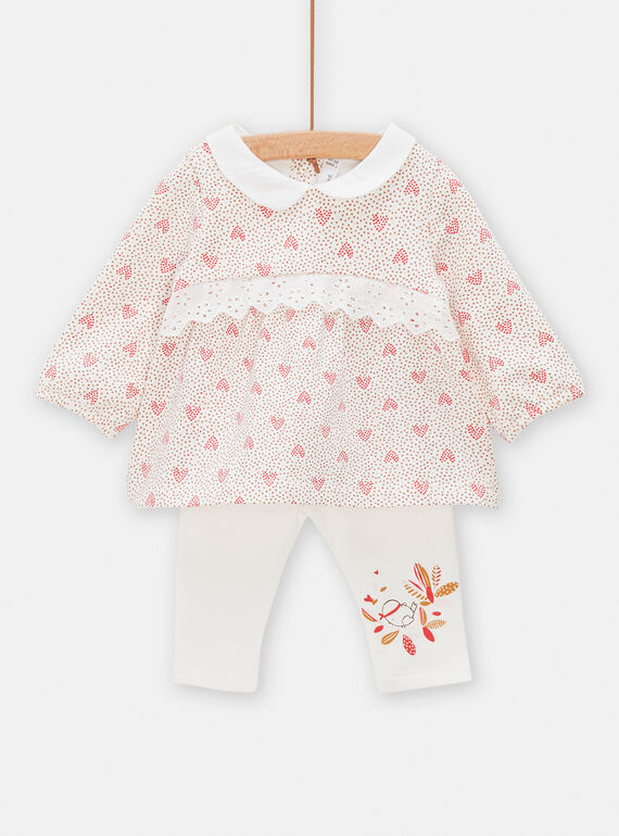 Conjunto esbranquiçado e rosa vestido e leggings para bebé menina TOU1ENS2 / 24SF03H1ENSA001