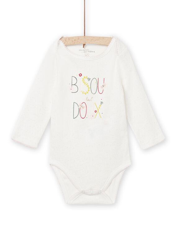 Body cru às bolinhas com inscrição decorativa bebé menina NEFIBODBIS / 22SH13I7BDL001